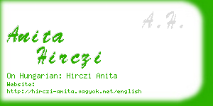 anita hirczi business card